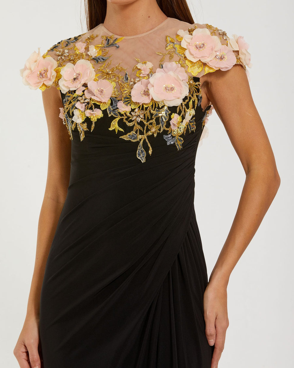 Mother of the Bride Dresses Floral Long Formal Mother of the Bride Dress Mac Duggal 13207 Black Multi