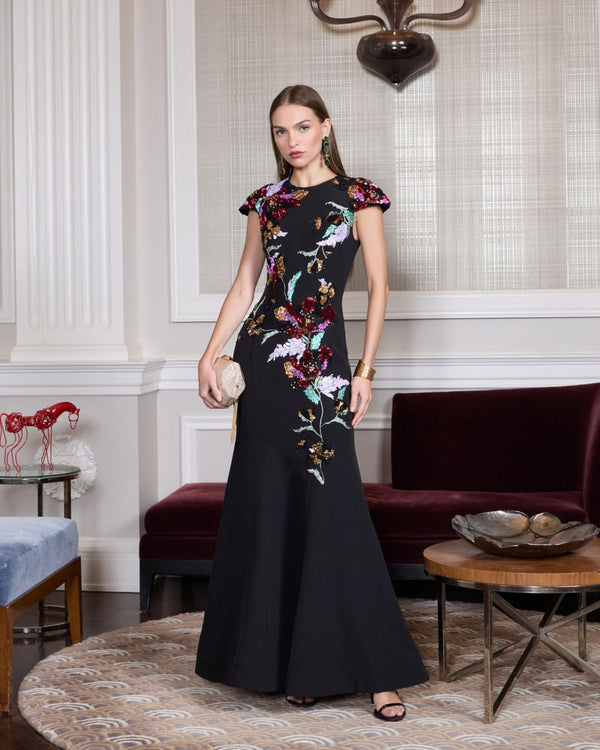 Sequin Floral Dress Long Formal Mac Duggal 13211