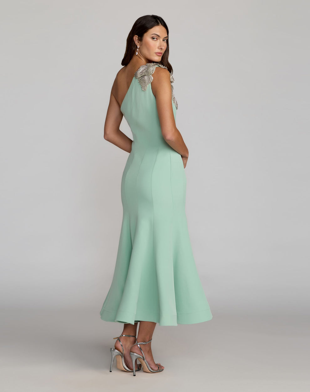 Cocktail Dresses Short Floral Midi Cocktail Dress Mac Duggal 13221 Sage