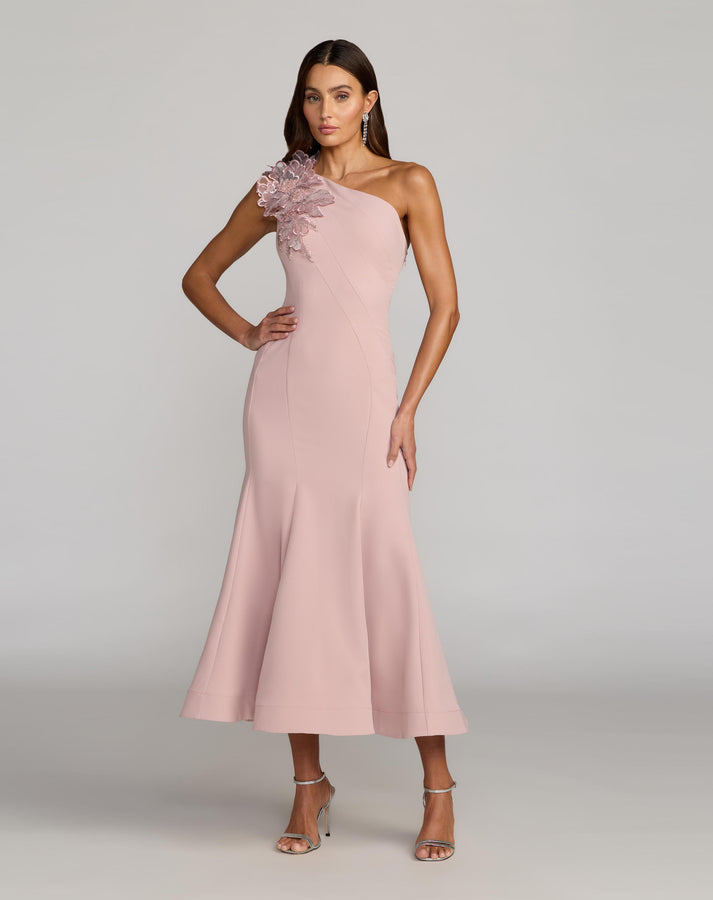 Cocktail Dresses Short 3D Floral Midi Beaded Sequin Cocktail Dress Mac Duggal 13222 Rose