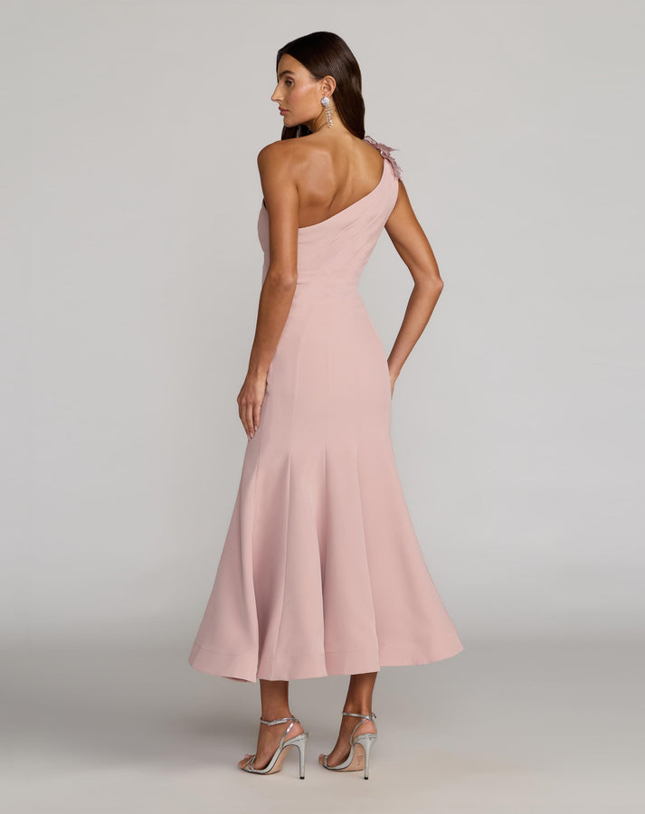 Cocktail Dresses Short 3D Floral Midi Beaded Sequin Cocktail Dress Mac Duggal 13222 Rose