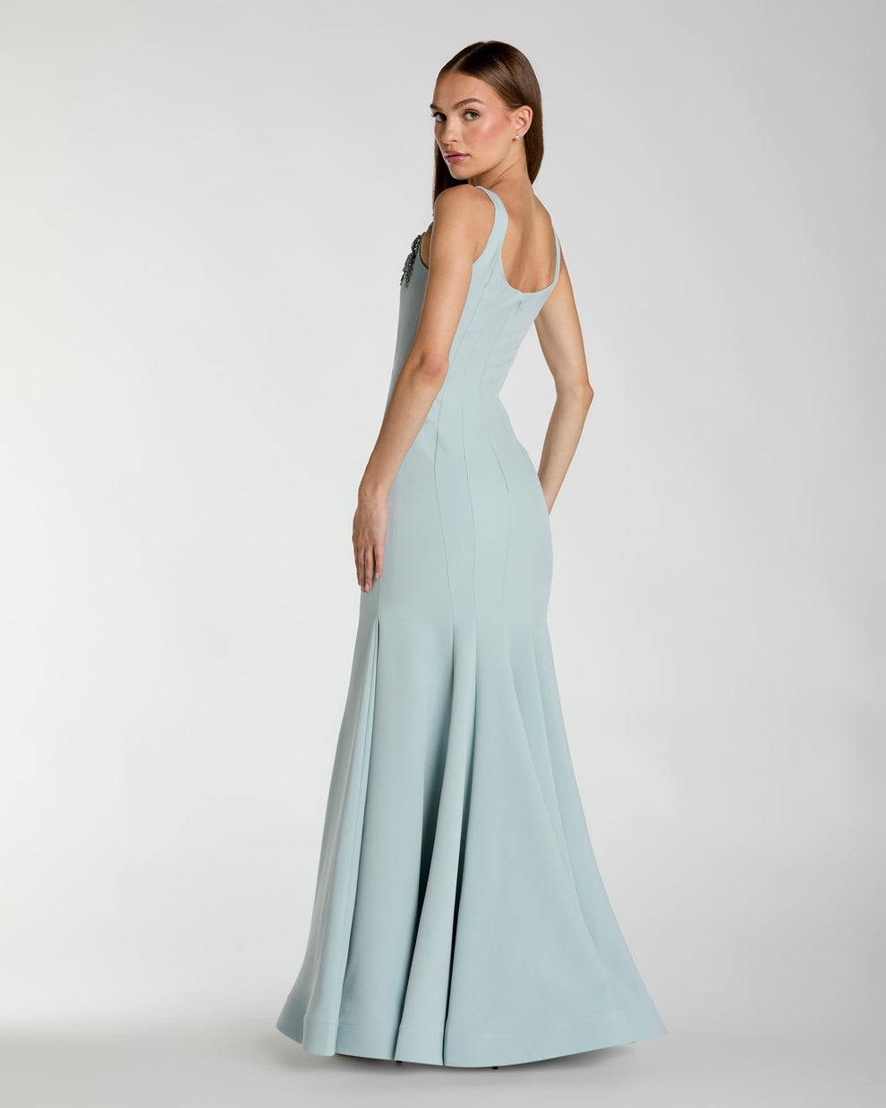 Formal Dresses Mermaid Long Formal Evening Floral Dress Mac Duggal 13224 Powder Blue