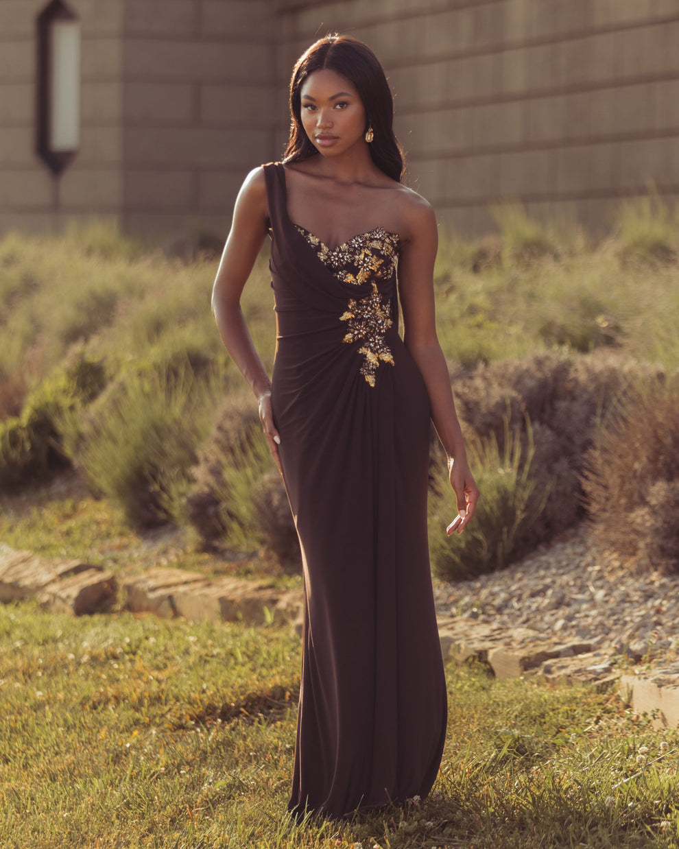 One-Shoulder Floor-Length Jersey Prom Mermaid Mac Duggal 13243