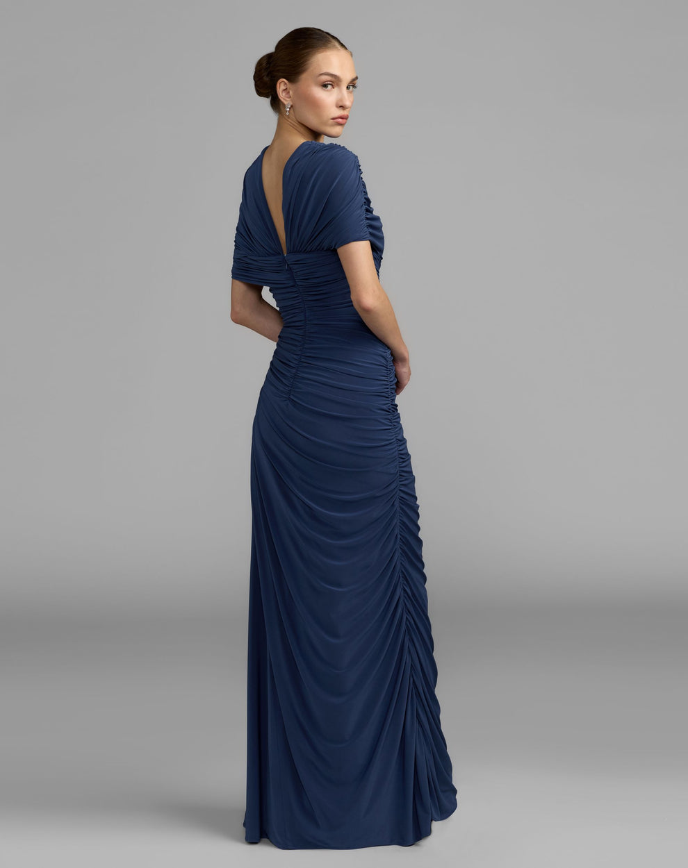 Crew/High-Neck Floor-Length Jersey Formal Sheath/Column Mac Duggal 13244