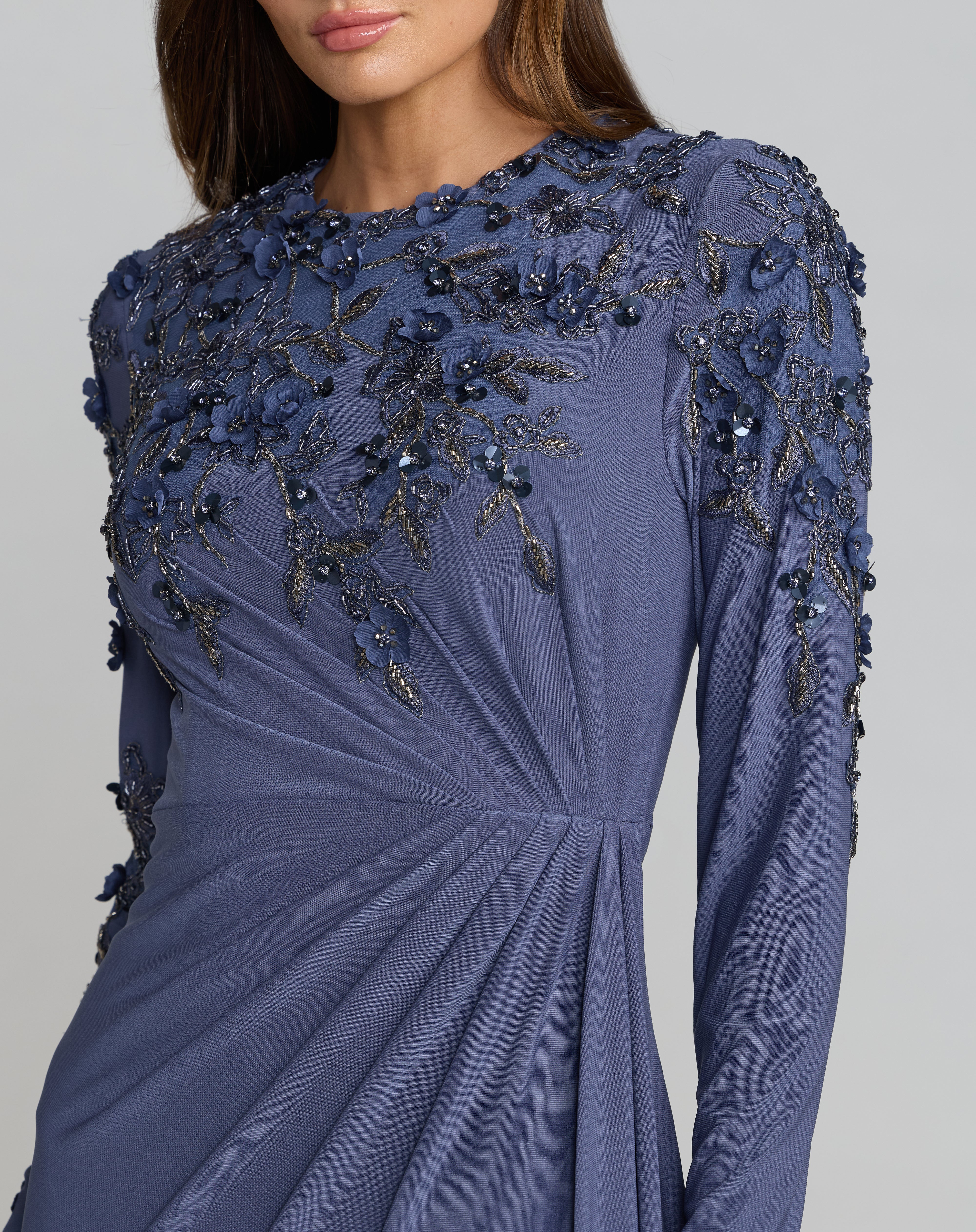 Crew/High-Neck Floor-Length Jersey Formal Sheath Mac Duggal 13246