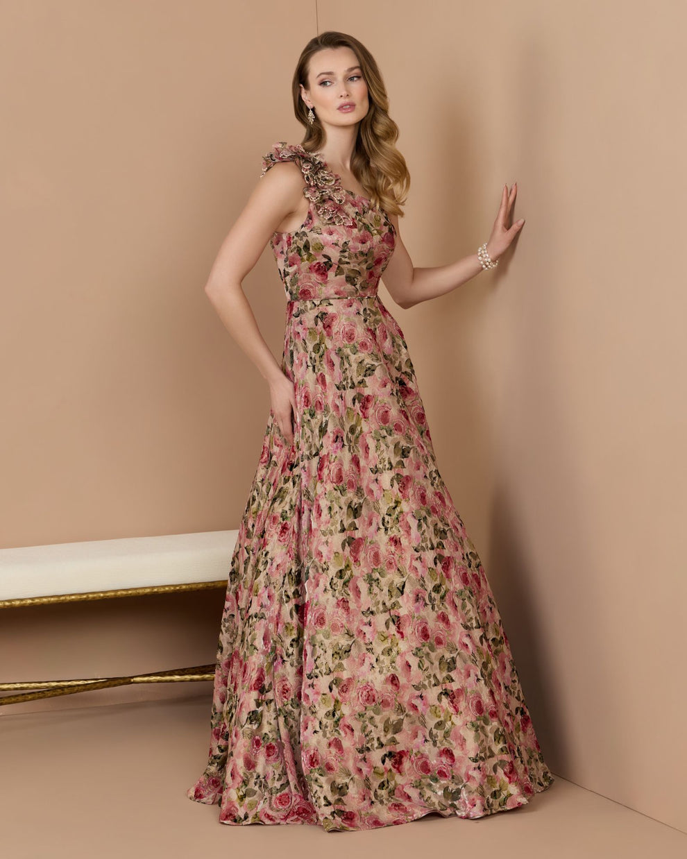 One-Shoulder Floor-Length Lace Evening A-Line Mac Duggal 13269