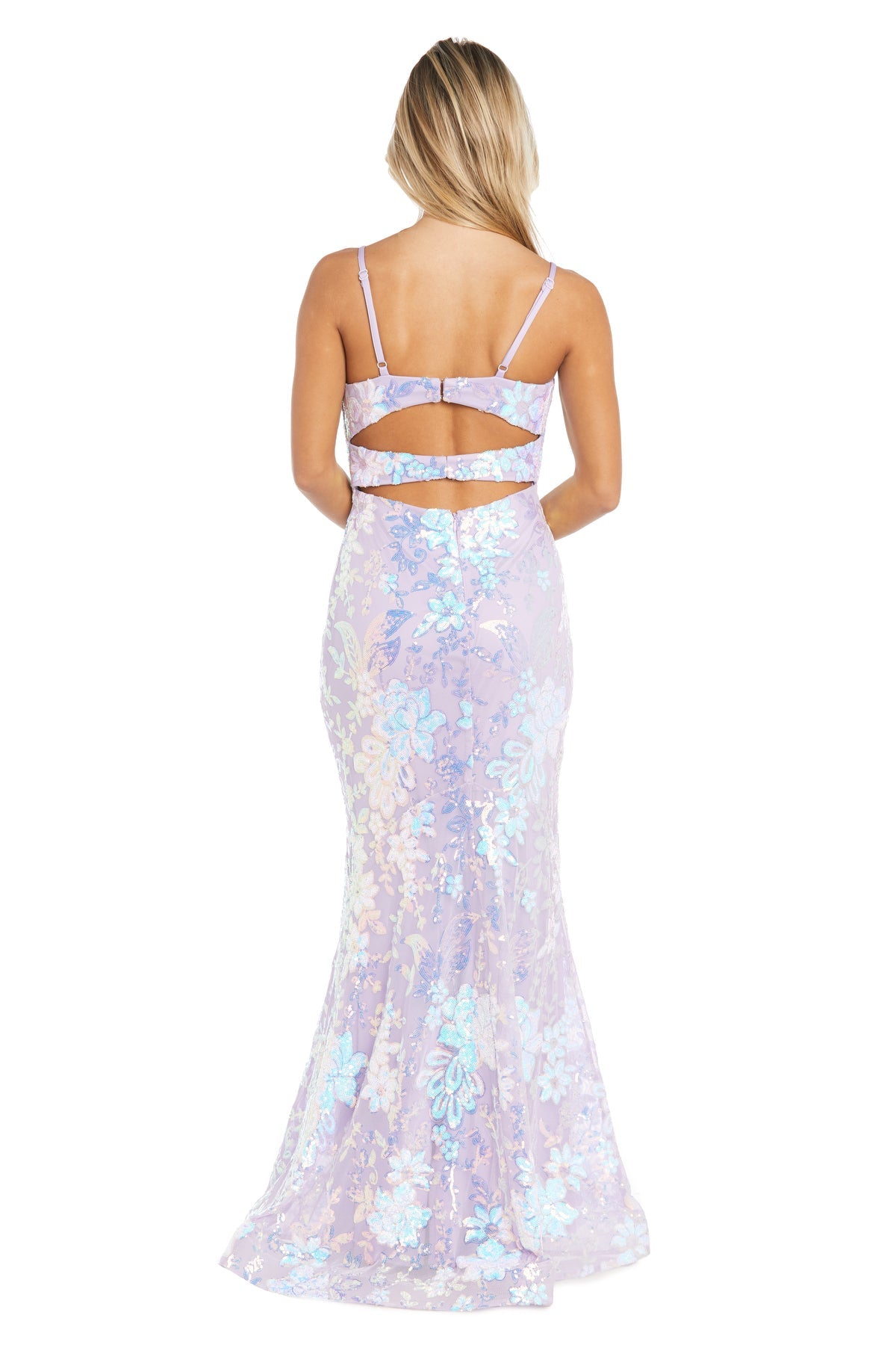 Prom Dresses Long Fitted Formal Floral Sequin Prom Dress Lavender