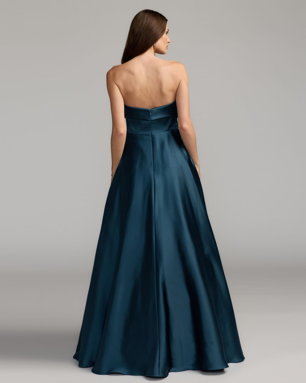 Strapless Straight Neck Floor-Length Satin Formal A-Line Mac Duggal 13280
