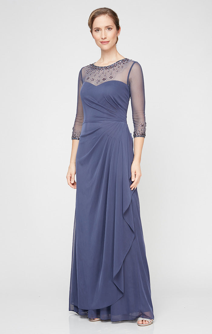Alex Evenings 132833 Long A Line Formal Beaded Mother of the Bride Dress
