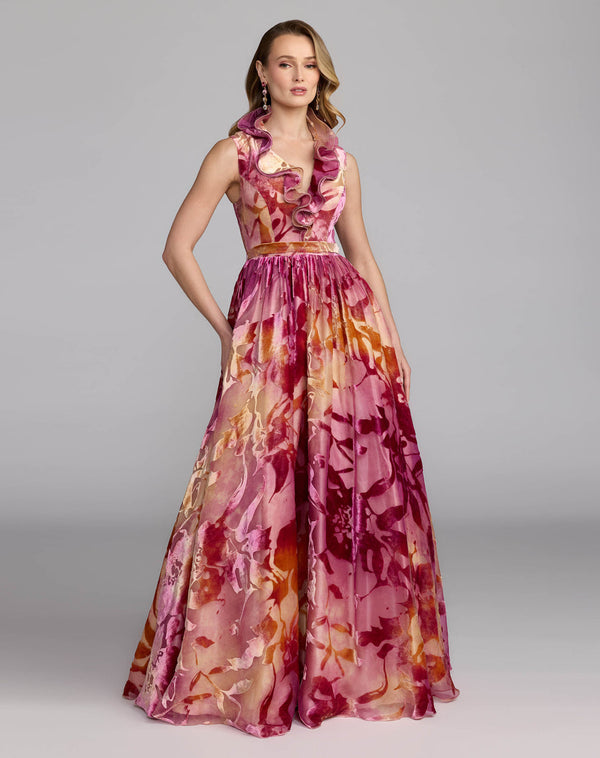 V-Neck Floor-Length Velvet Formal A-Line Mac Duggal 13286