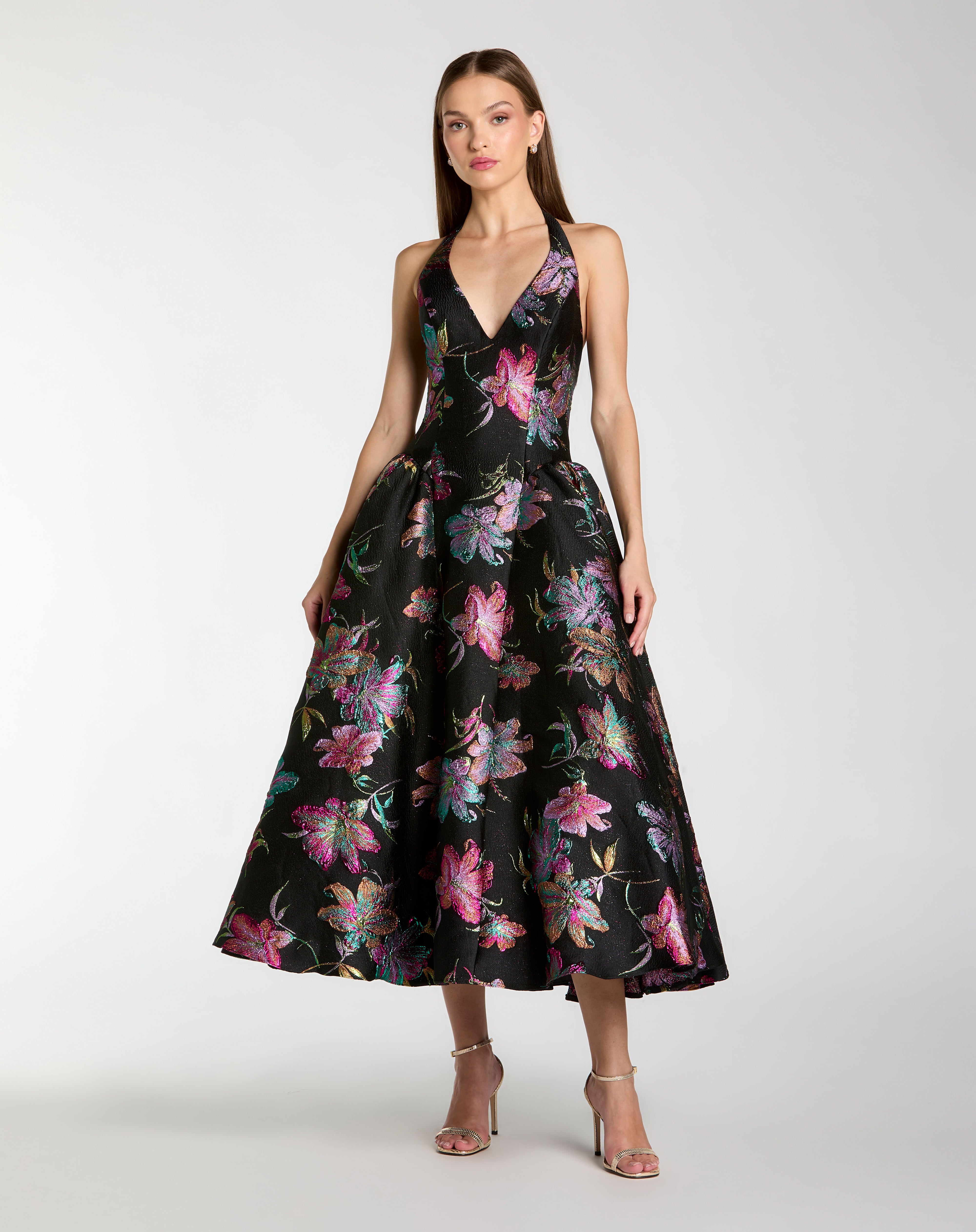 Halter Tea-Length Mikado Prom A-Line Mac Duggal 13297