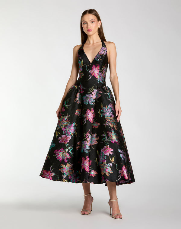 Halter Tea-Length Mikado Prom A-Line Mac Duggal 13297