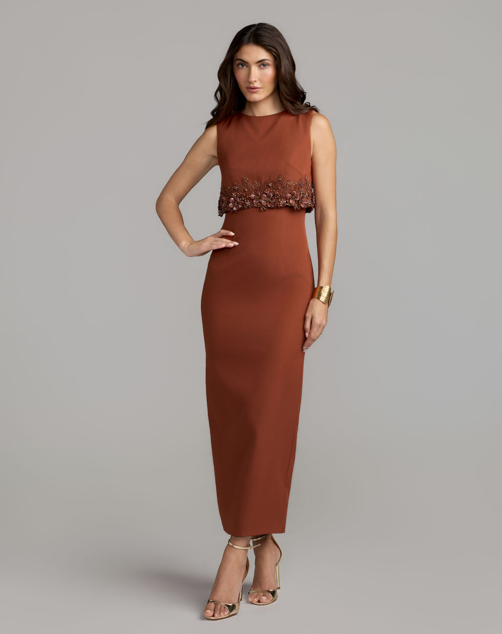 Crew High-Neck Floor-Length Scuba Formal Sheath Mac Duggal 13346