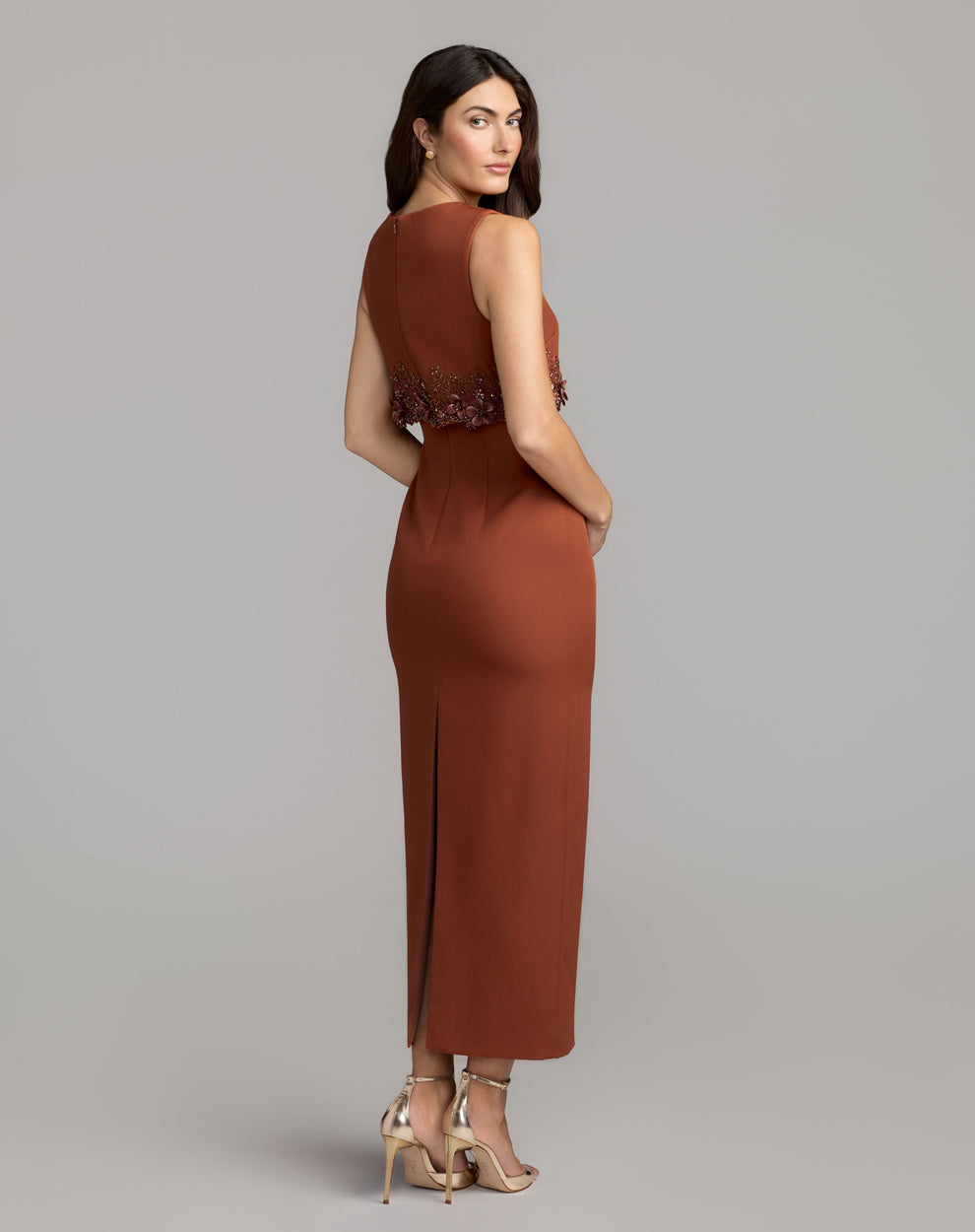 Crew High-Neck Floor-Length Scuba Formal Sheath Mac Duggal 13346