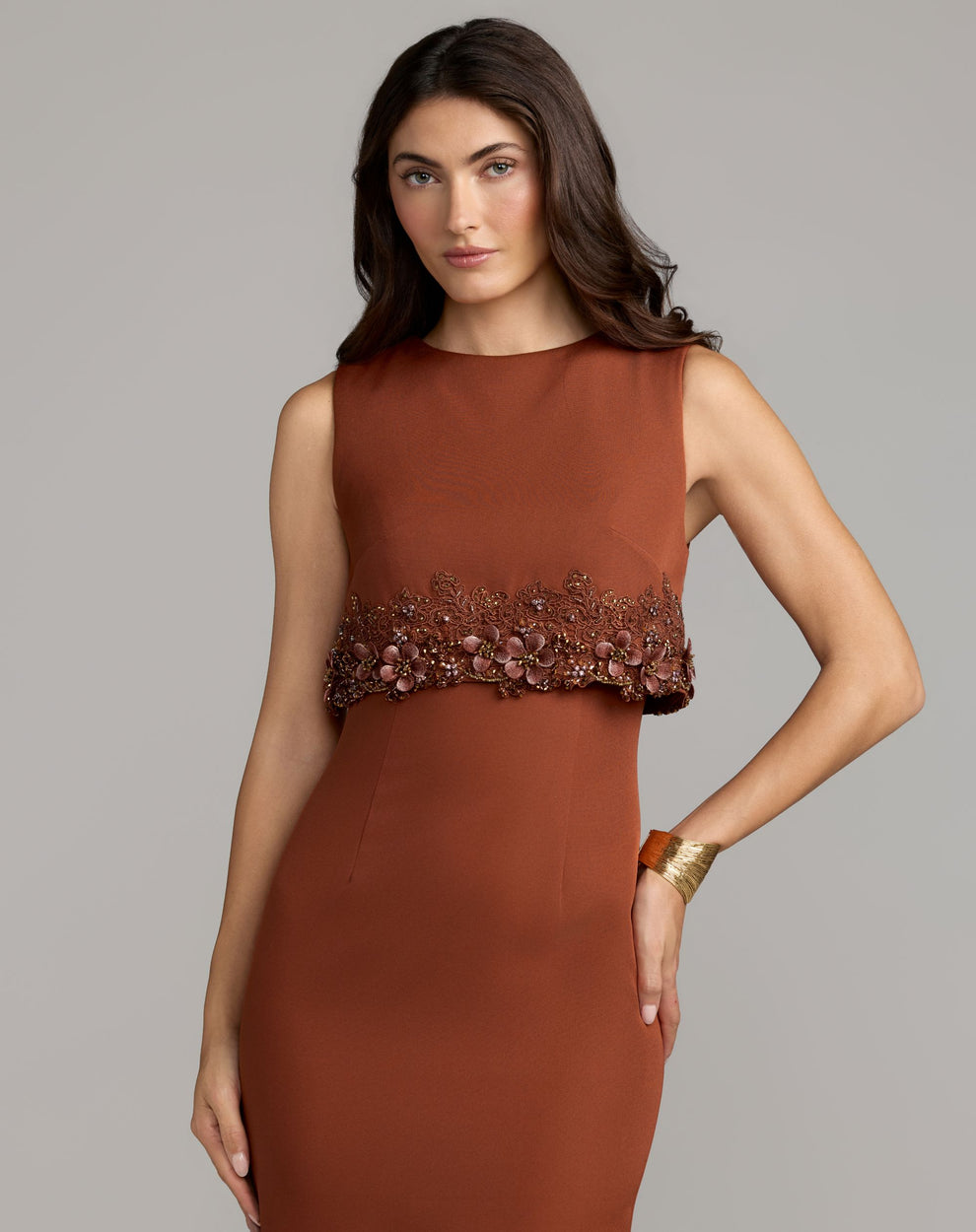 Crew High-Neck Floor-Length Scuba Formal Sheath Mac Duggal 13346