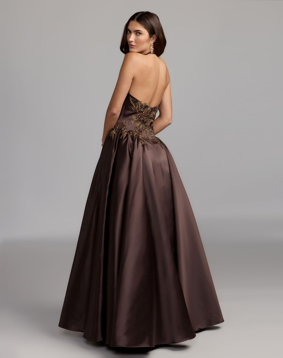 Halter Floor-Length Satin Prom Ball Gown Mac Duggal 13354