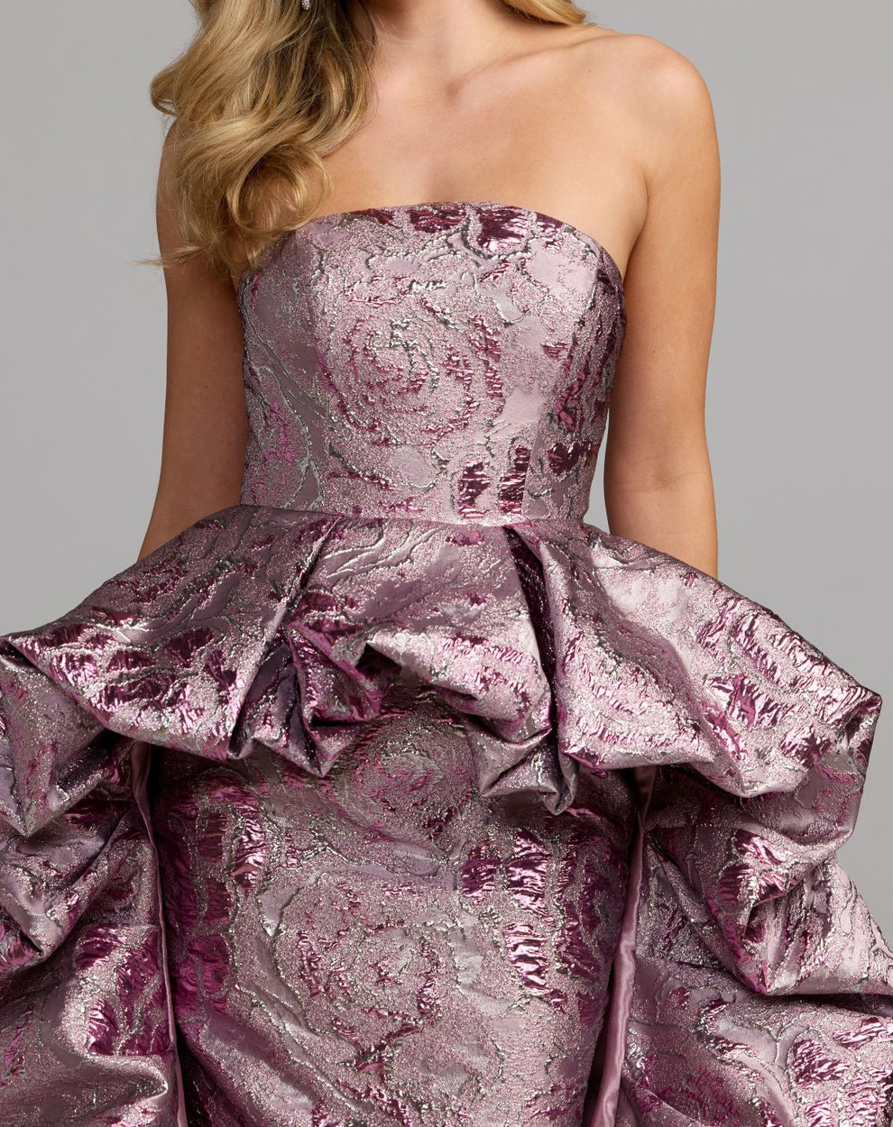 Strapless Curved Neck Floor-Length Satin Prom Ball Gown Mac Duggal 13359