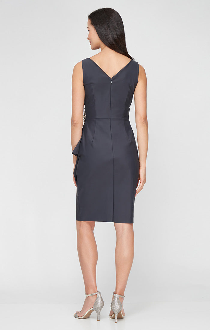 Homecoming Dresses Short Homecoming Beaded Petite Cocktail Dress Charcoal