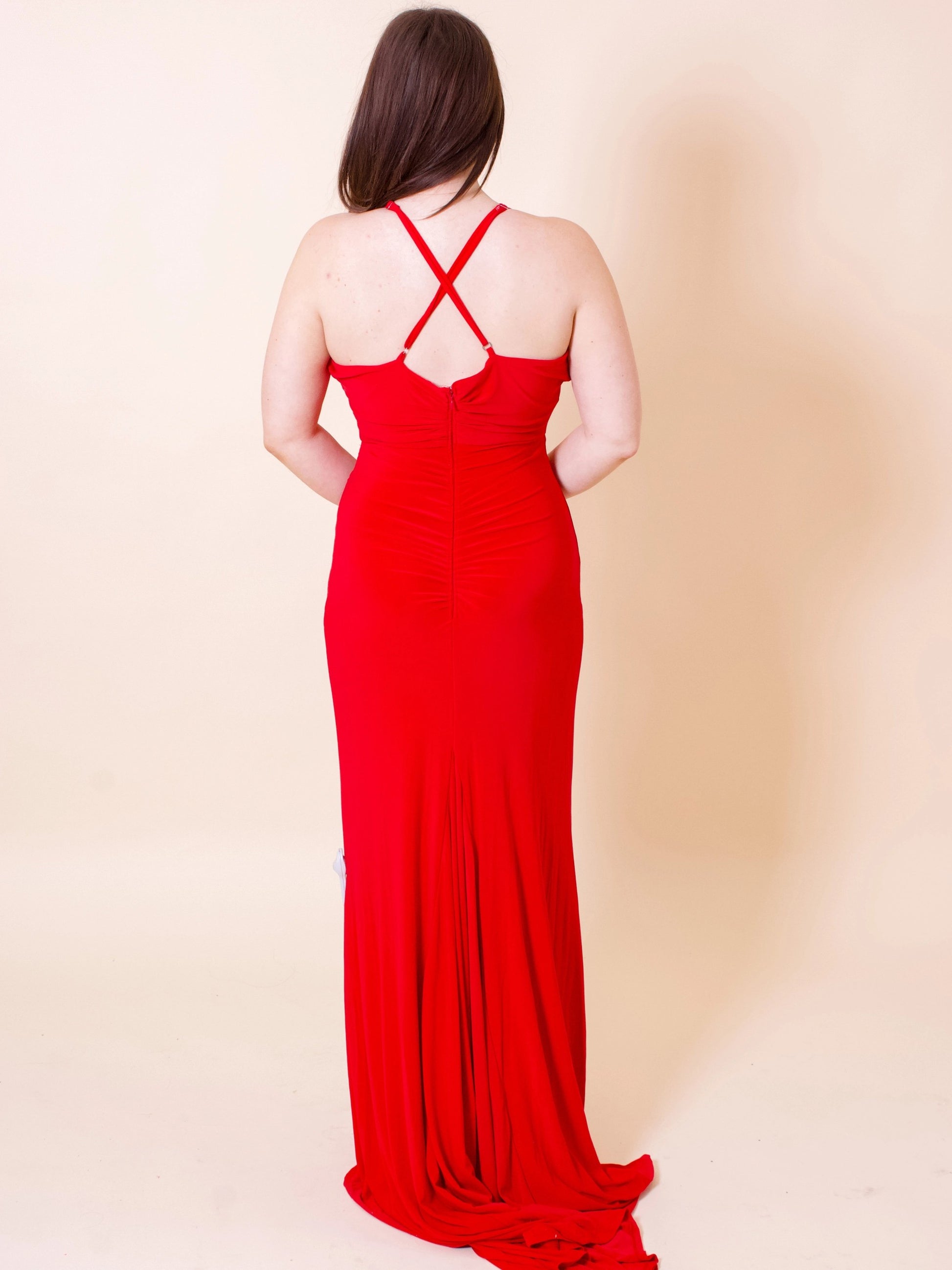 Jump Apparel 13400 Long Formal Slit Cowl Prom Dress