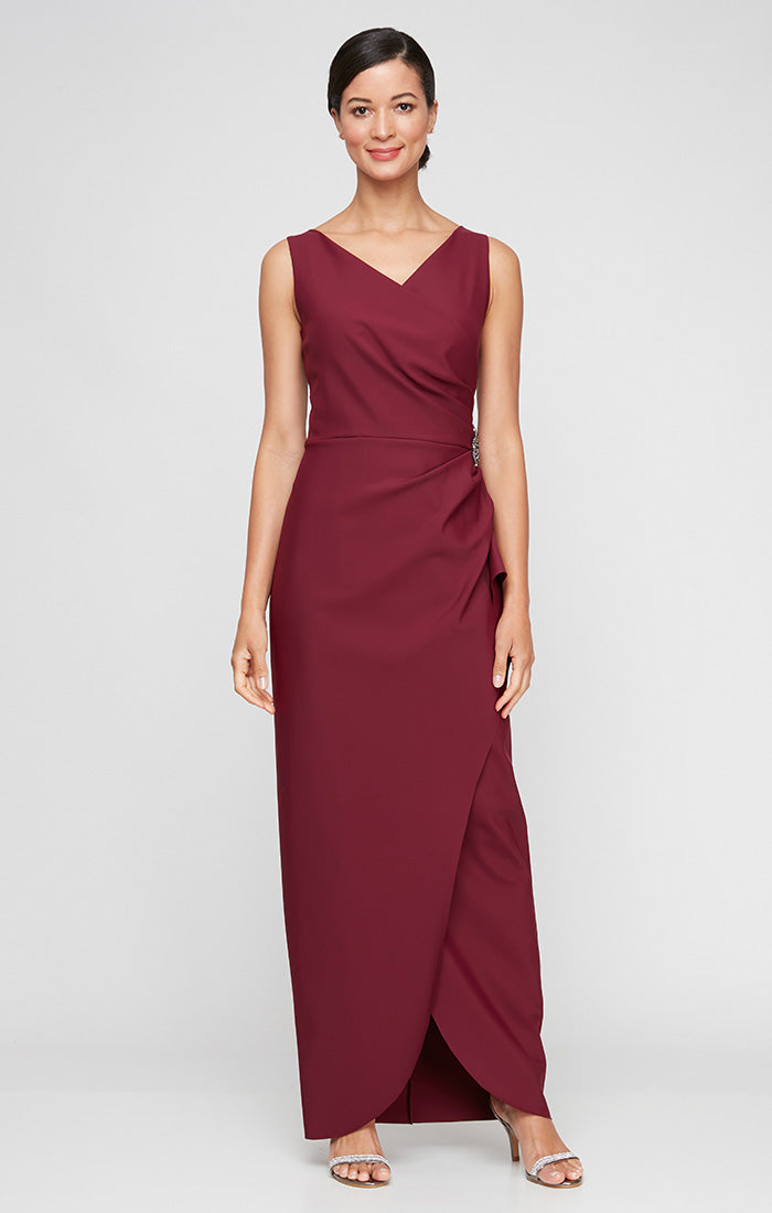 Formal Dresses Petite Long Formal Evening Beaded Dress Wine