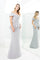 Formal Dresse Long Formal Beaded Applique Peplum Evening Dress Dove Grey