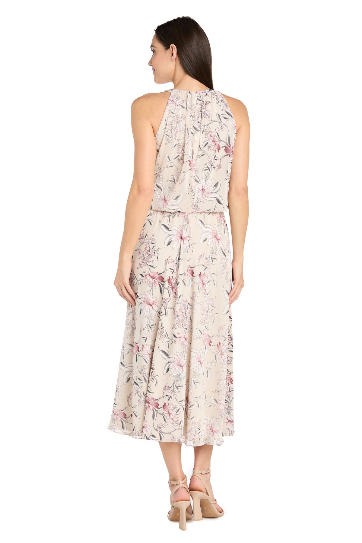 R&M Richards 1350P Floral Printed Petite Midi Cocktail Dress