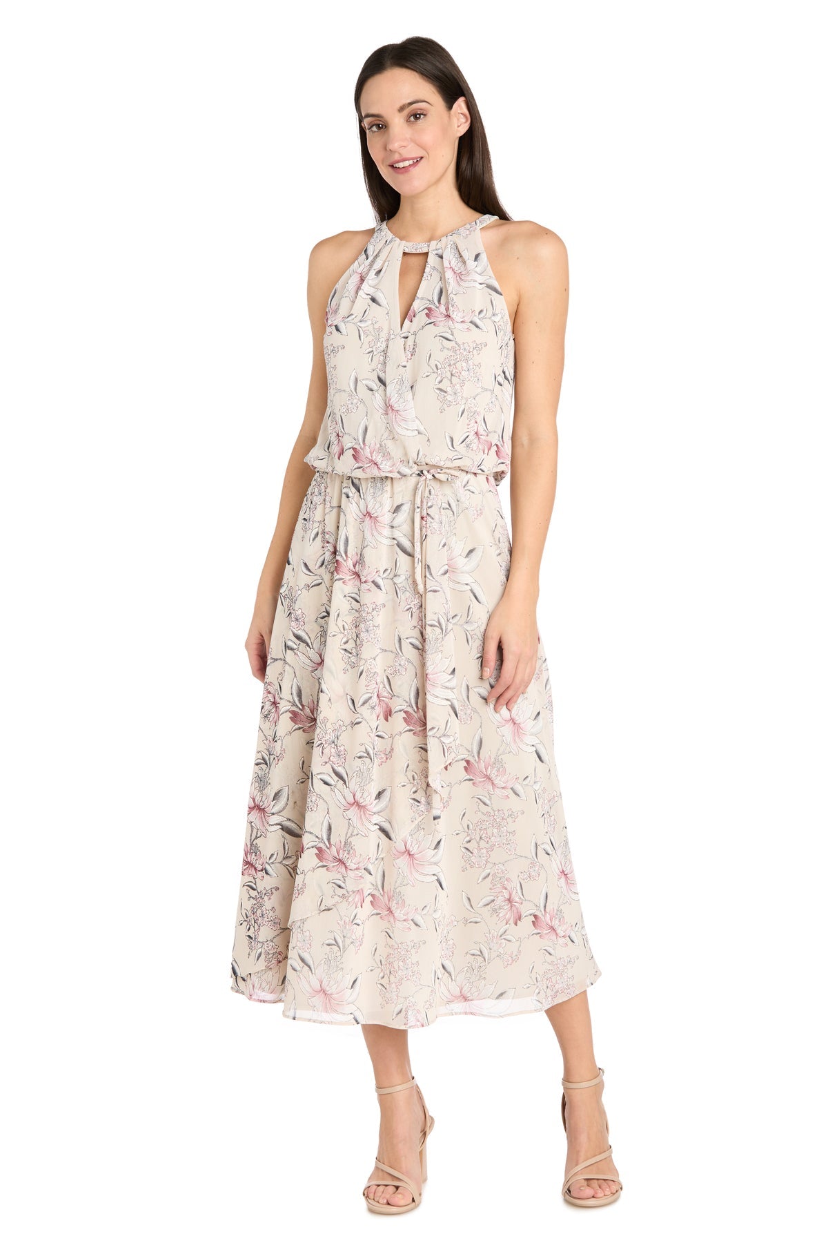 R&M Richards 1350P Floral Printed Petite Midi Cocktail Dress