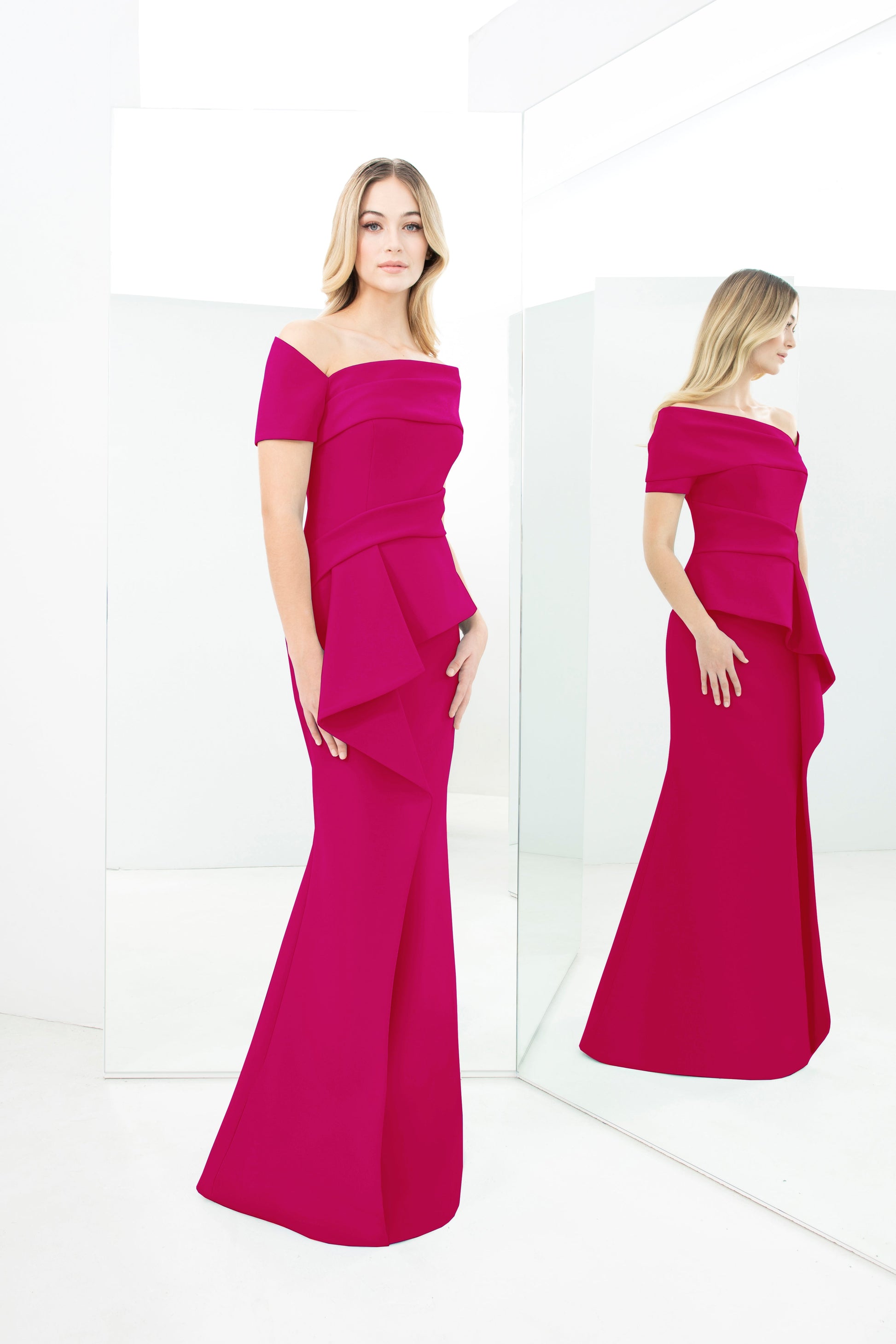Alexander by Daymor 1361 Long Mermaid Formal Peplum Evening Dress