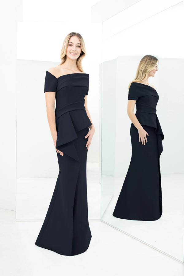 Formal Dresses Long Mermaid Formal Peplum Evening Dress Navy