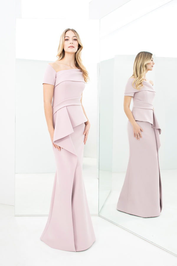 Alexander by Daymor 1361 Long Mermaid Formal Peplum Evening Dress