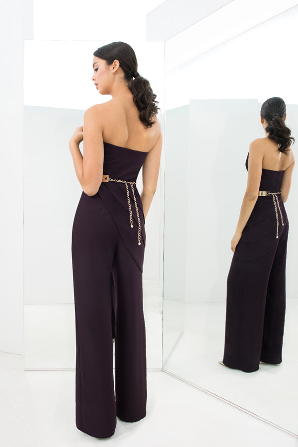 Jumpsuit Long Pleated Formal Jumpsuit AUBERGINE