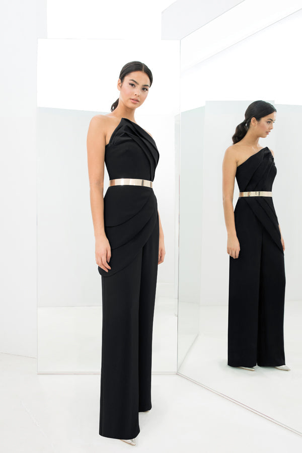 Alexander by Daymor 1382 Long Pleated Formal Jumpsuit