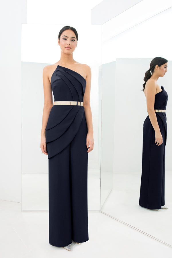 Alexander by Daymor 1382 Long Pleated Formal Jumpsuit