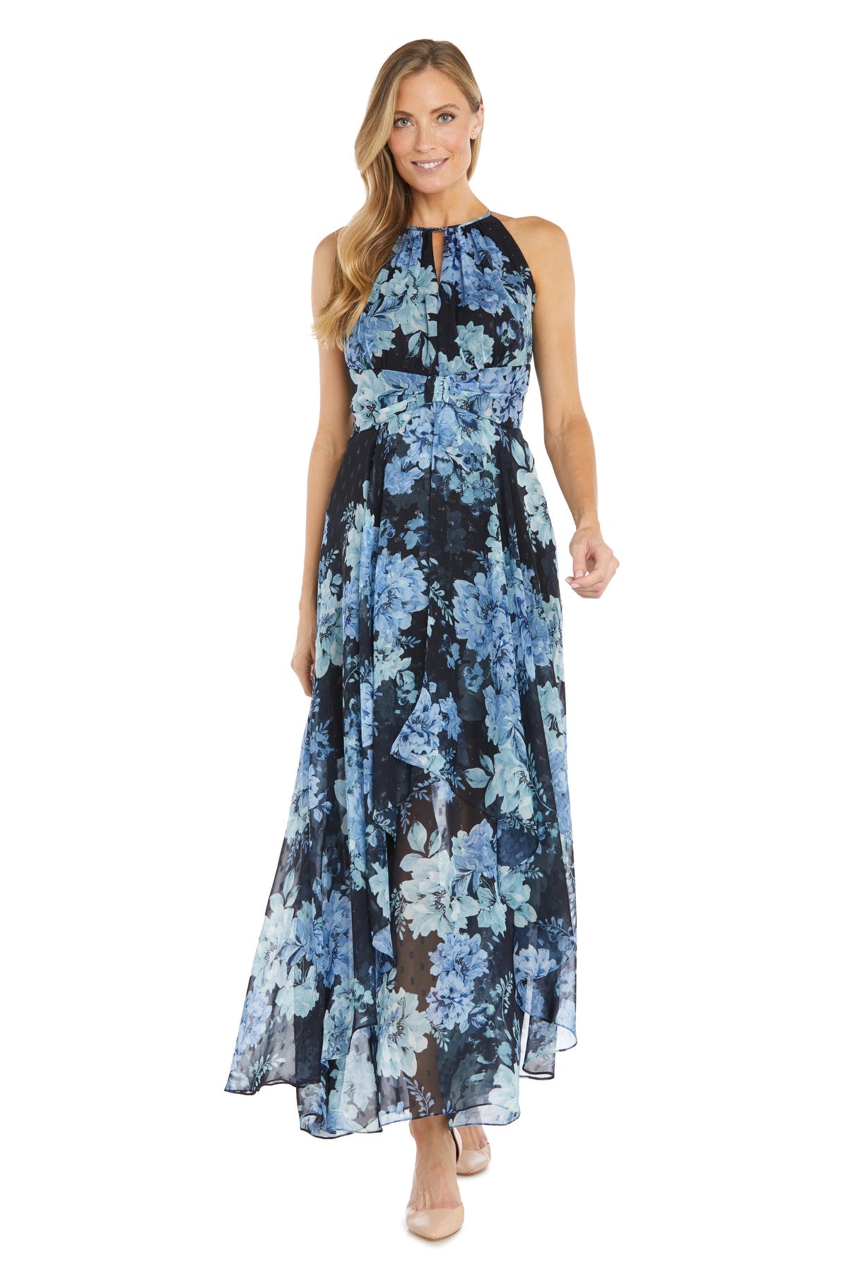 Cocktail Dresses Floral Short Tea Length Cocktail Dress R&M Richards 1393P Navy