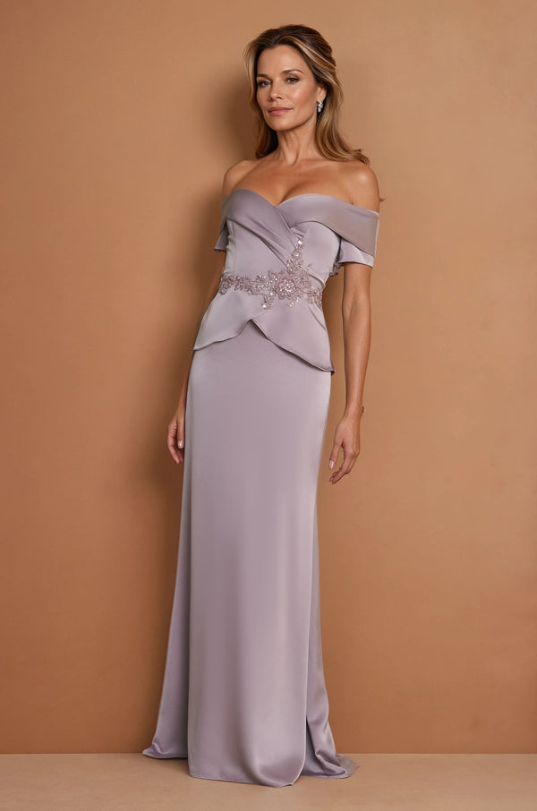 Mother of the Bride Dress with Off-Shoulder Sleeves