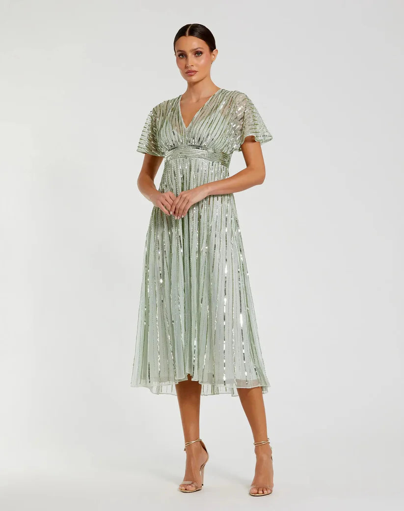 Cocktail Dresses Cocktail Sequin Midi Formal Dress Sage