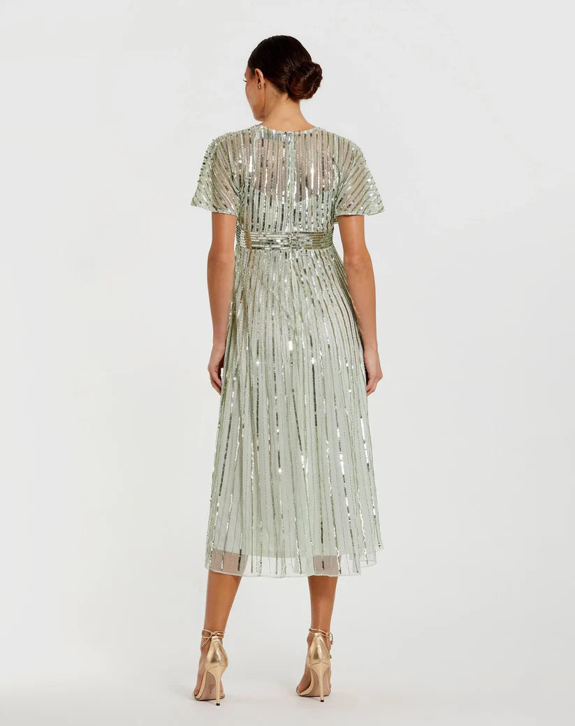 Cocktail Dresses Cocktail Sequin Midi Formal Dress Sage