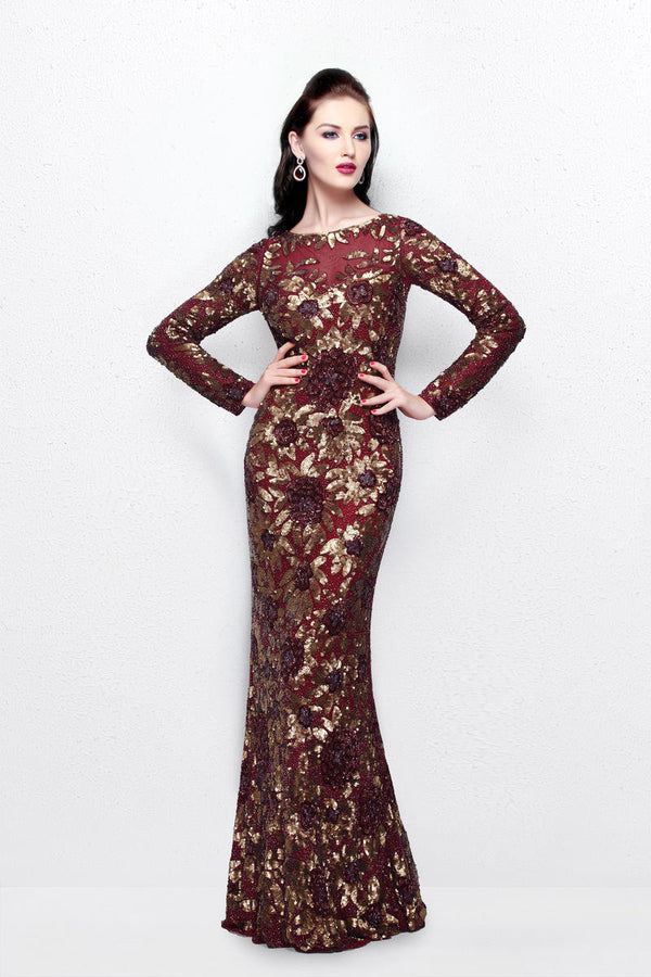 Mother of the Bride Formal Long Sleeve Sequin Dress Primavera Couture 1401