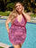 Cocktail Dresses Short Sleeveless Fitted Homecoming Dress BLACK NEON PINK