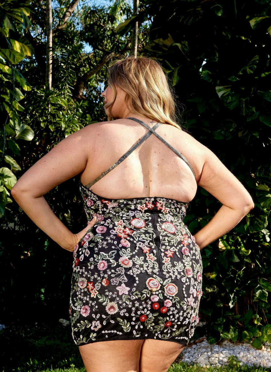 Primavera Couture 14034 Plus Size Fitted Print Homecoming Dress