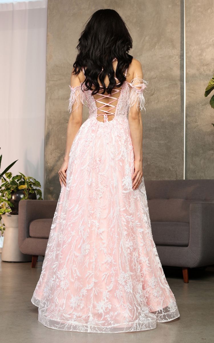 Off-the-Shoulder Floor-Length Lace Prom A-Line May Queen RQ8070