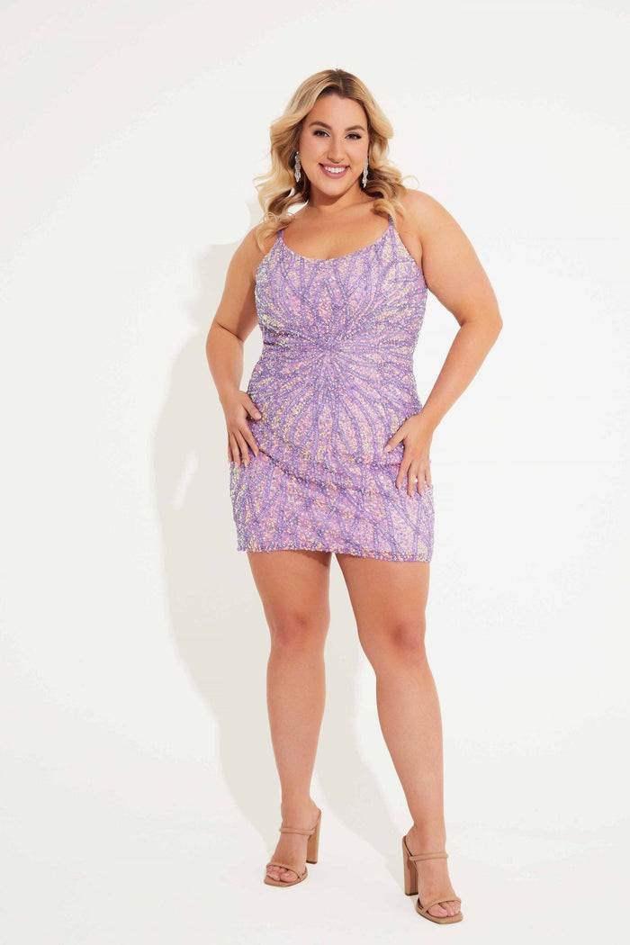 Plus Size Dresses Homecoming Short Cocktail Fitted Sequin Dress Orchid