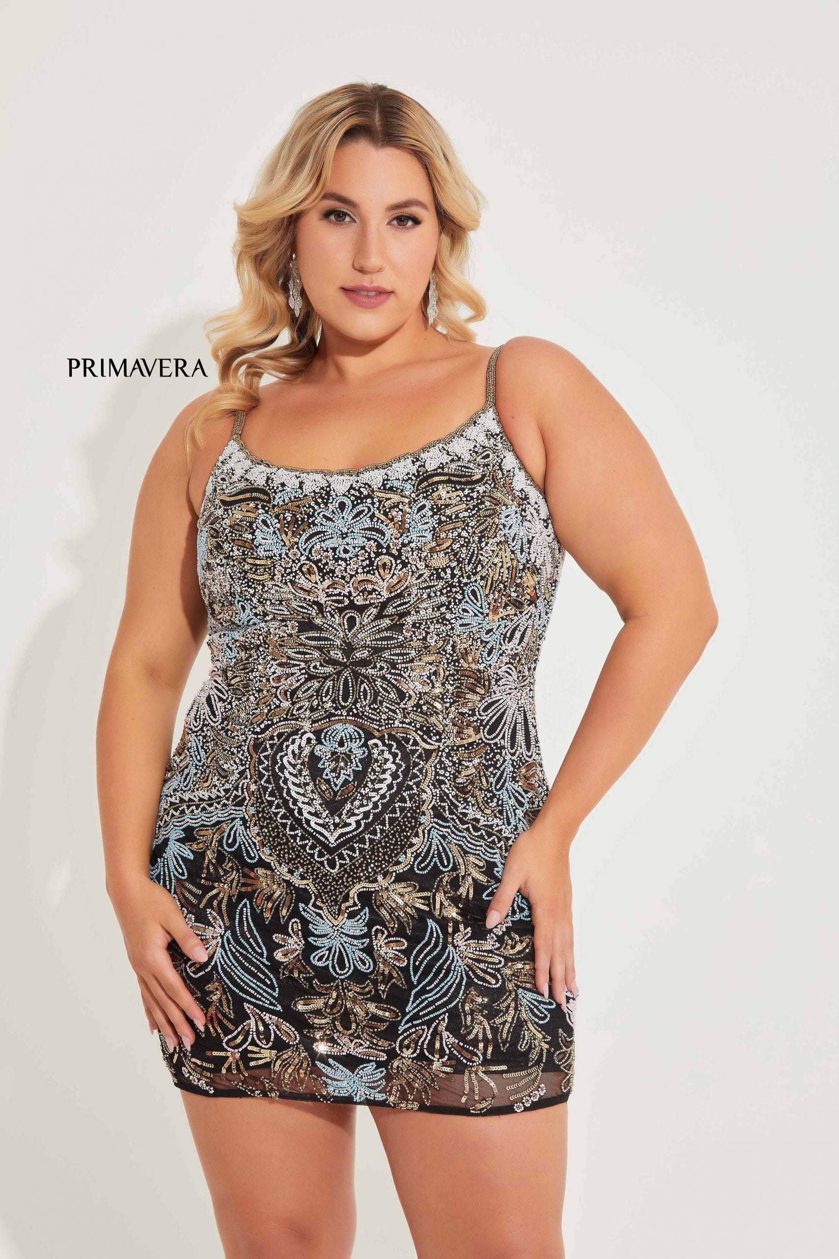Primavera Couture 14064 Plus Size Short Fitted Homecoming Dress