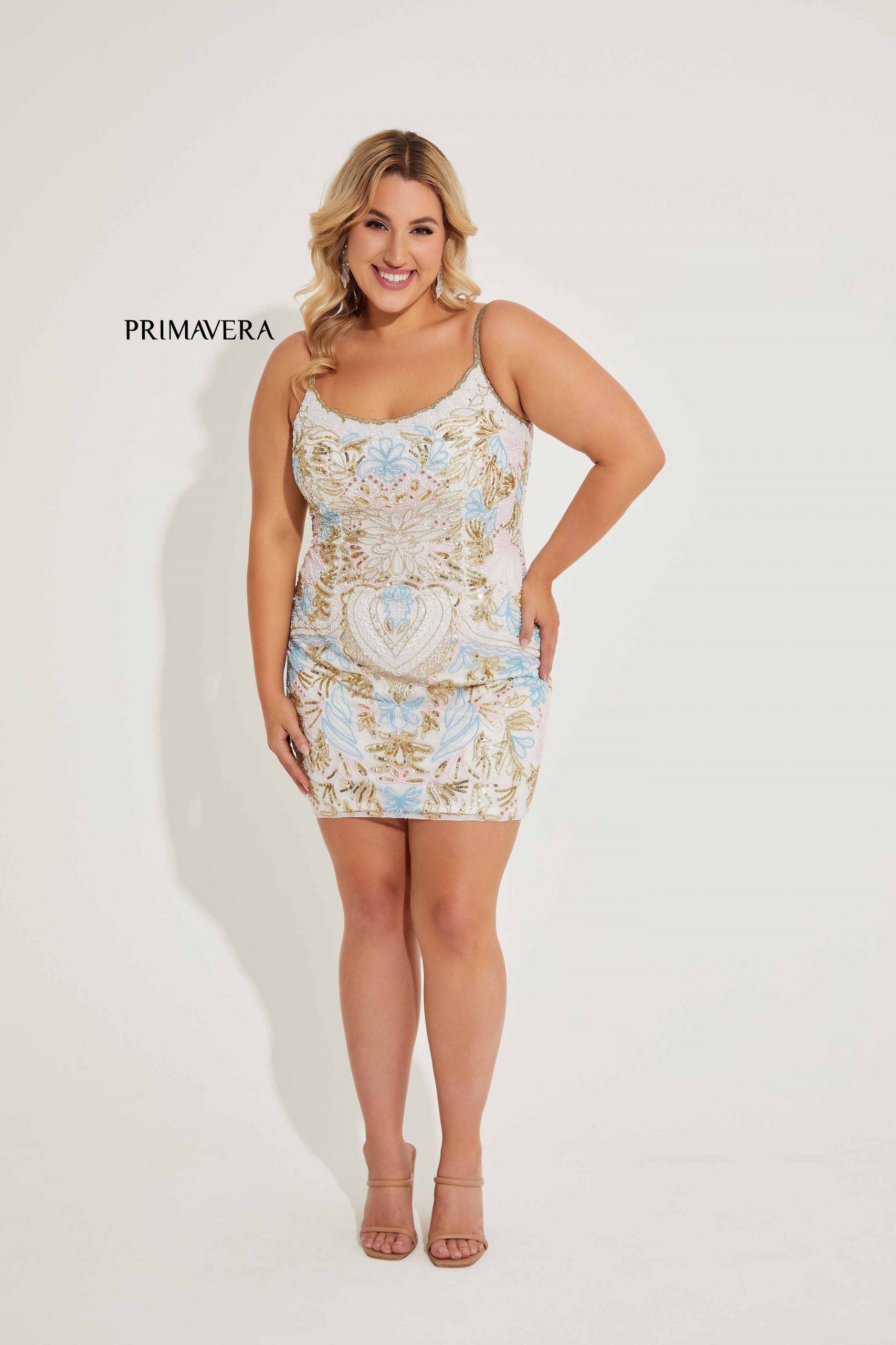 Primavera Couture 14064 Plus Size Short Fitted Homecoming Dress