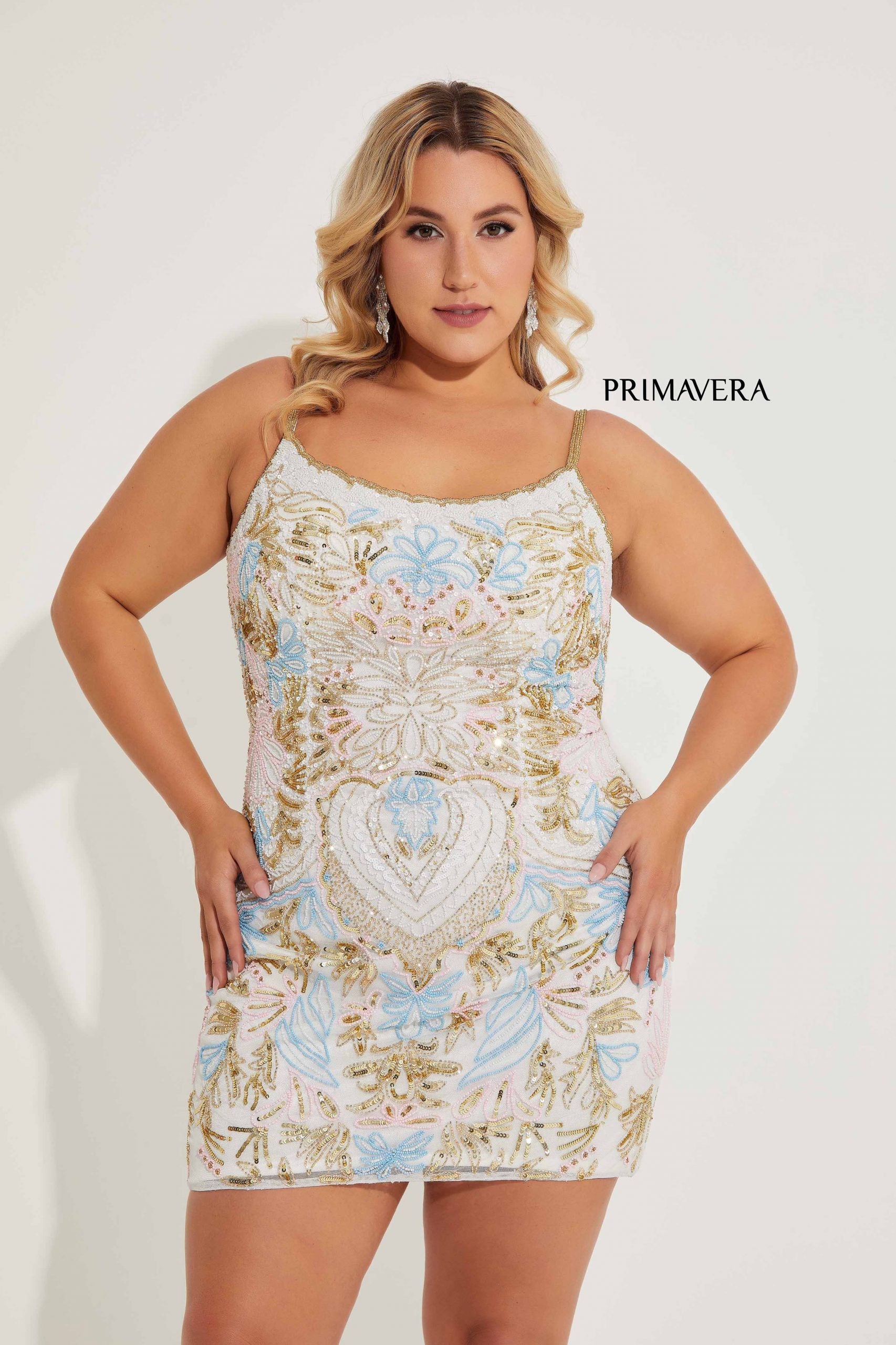 Primavera Couture 14064 Plus Size Short Fitted Homecoming Dress