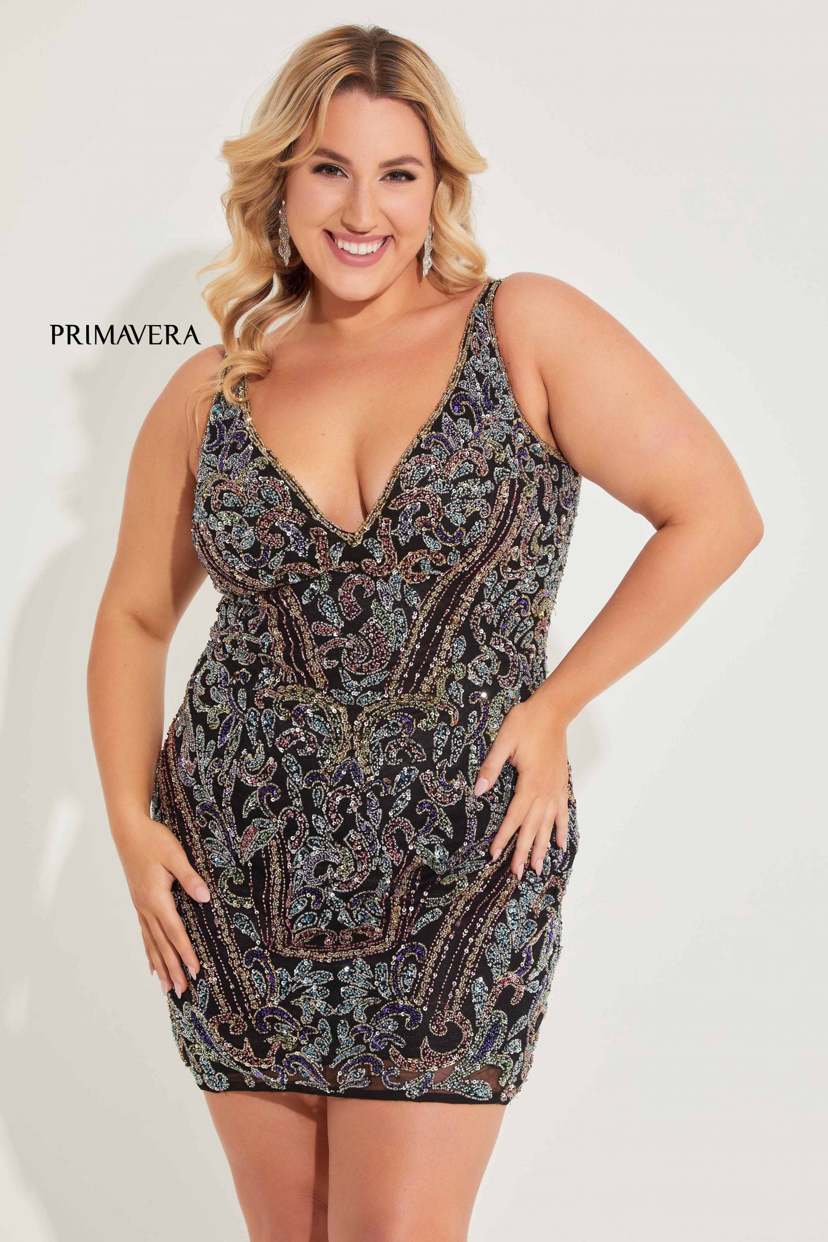 Primavera Couture 14065 Short Cocktail Fitted Plus Size Dress