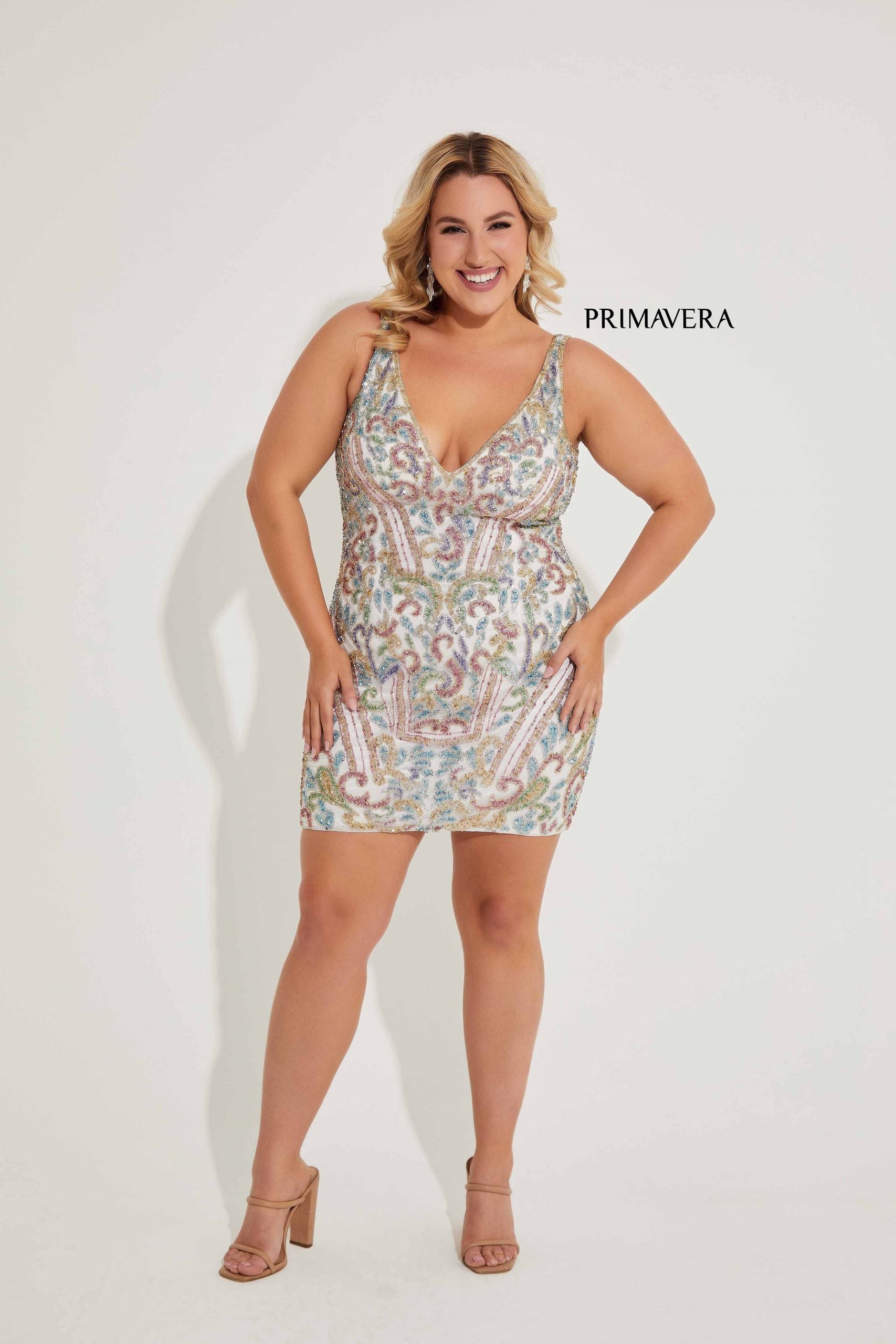 Primavera Couture 14065 Short Cocktail Fitted Plus Size Dress