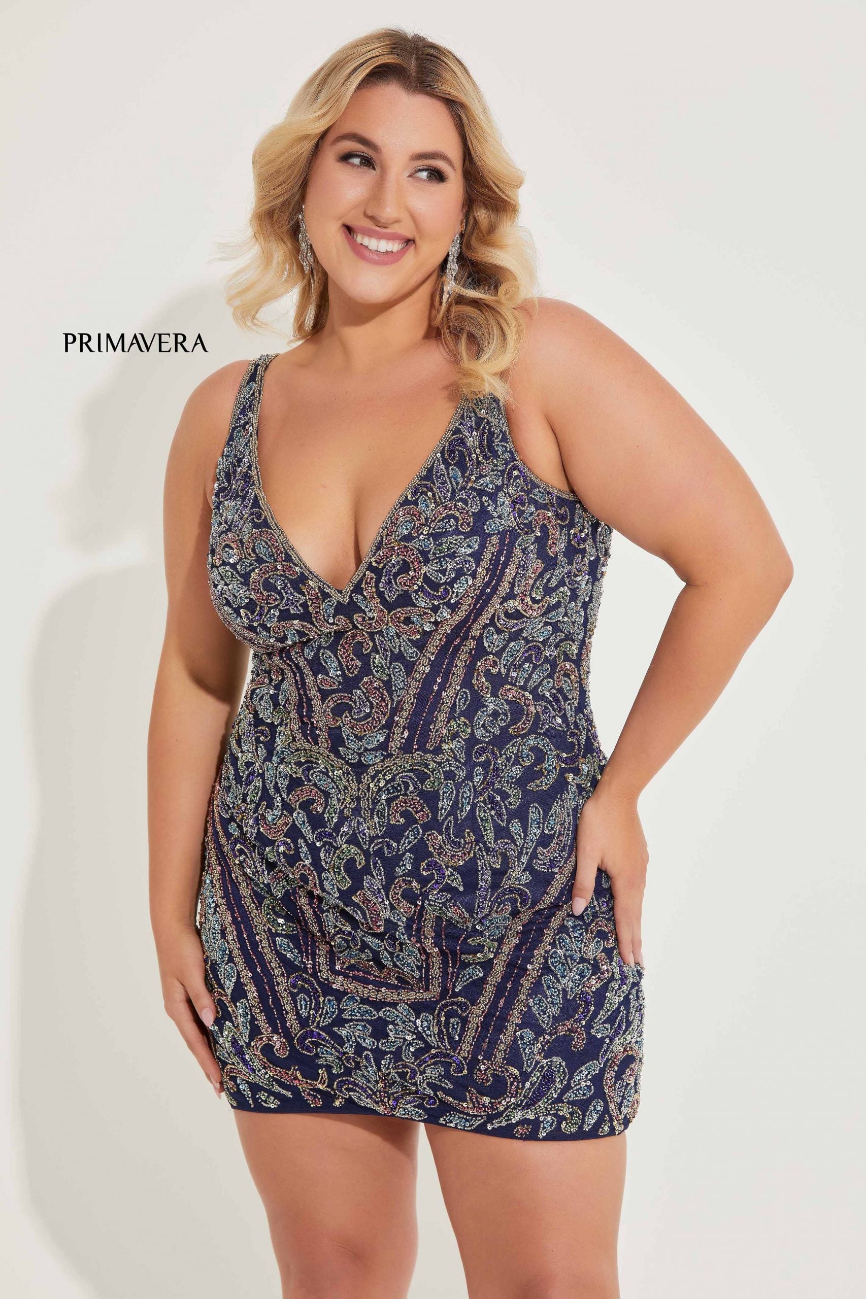 Primavera Couture 14065 Short Cocktail Fitted Plus Size Dress