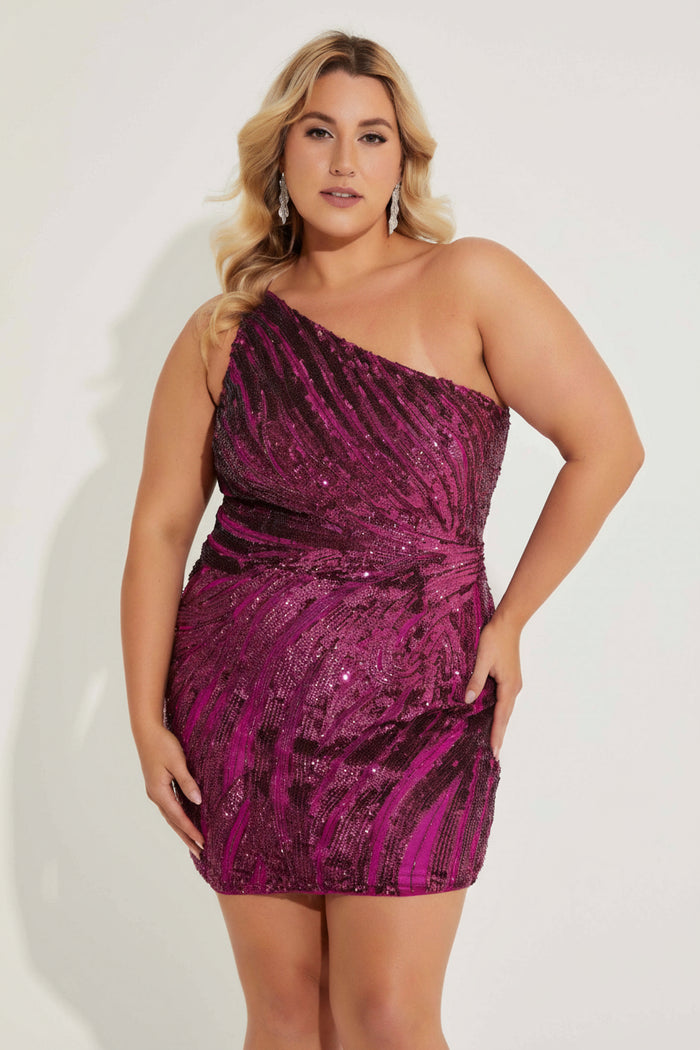Plus Size Dresses Plus Size Beaded Short Fitted Dress Grape