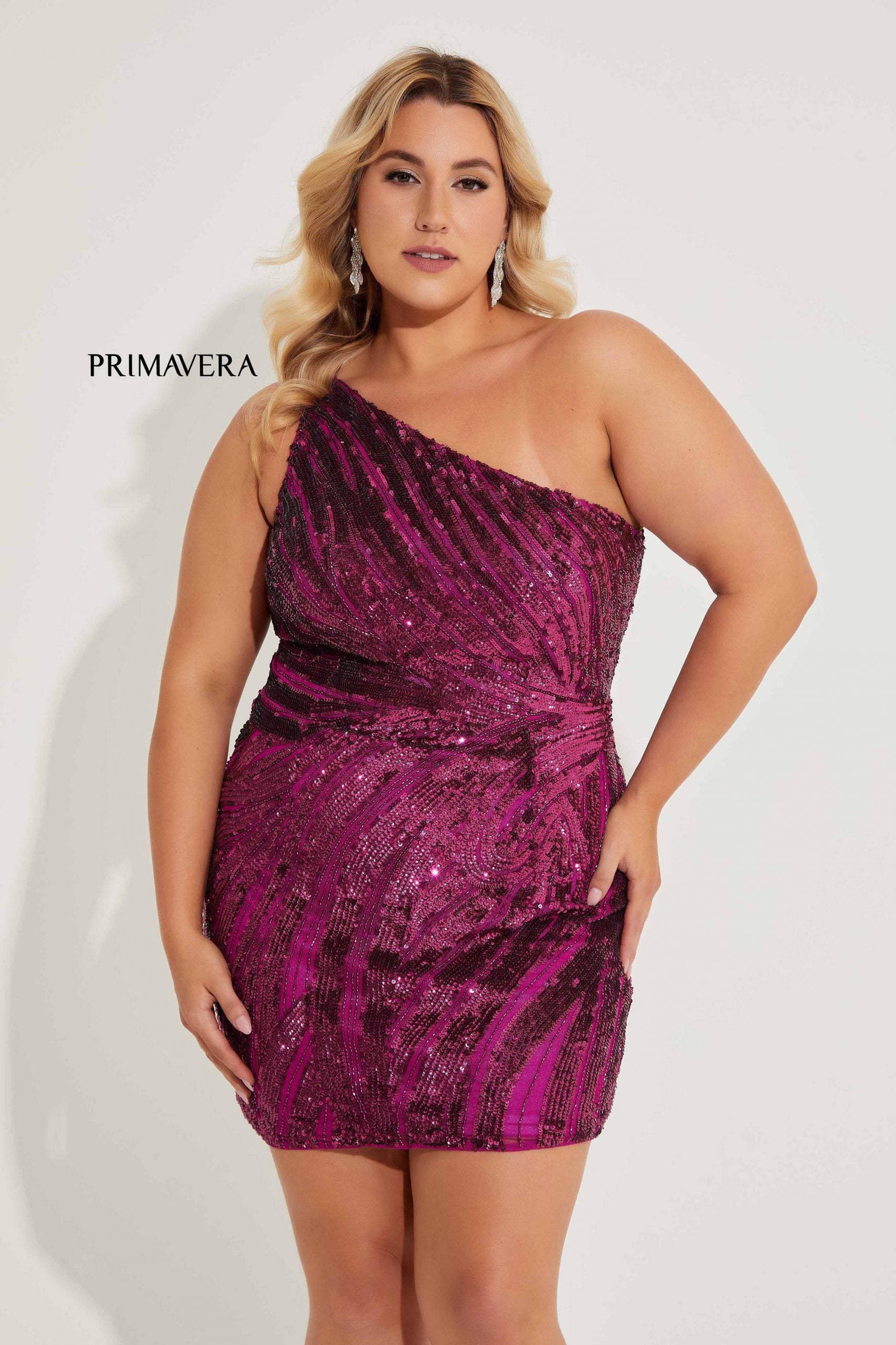 Primavera Couture 14066 Plus Size Beaded Short Fitted Dress